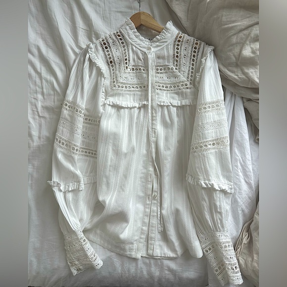 Shona Joy Lucia Balloon Sleeve Frill Shirt, US 10 - Picture 5 of 8